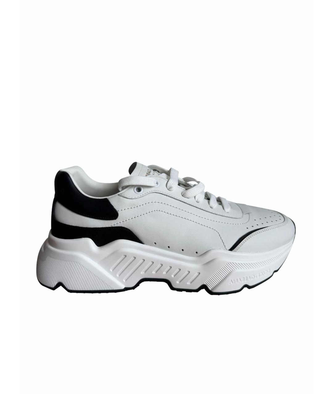 DOLCE&GABBANA Белые кожаные кроссовки, фото 1