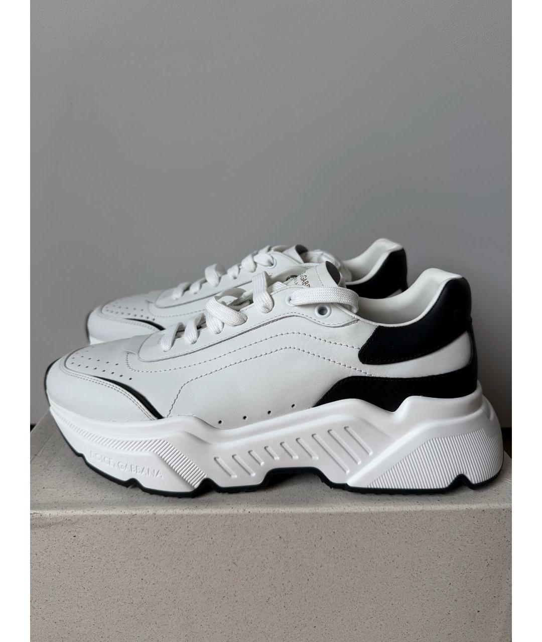 DOLCE&GABBANA Белые кожаные кроссовки, фото 2