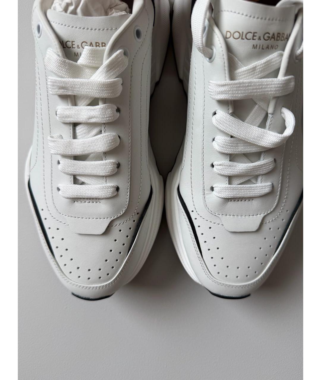DOLCE&GABBANA Белые кожаные кроссовки, фото 3
