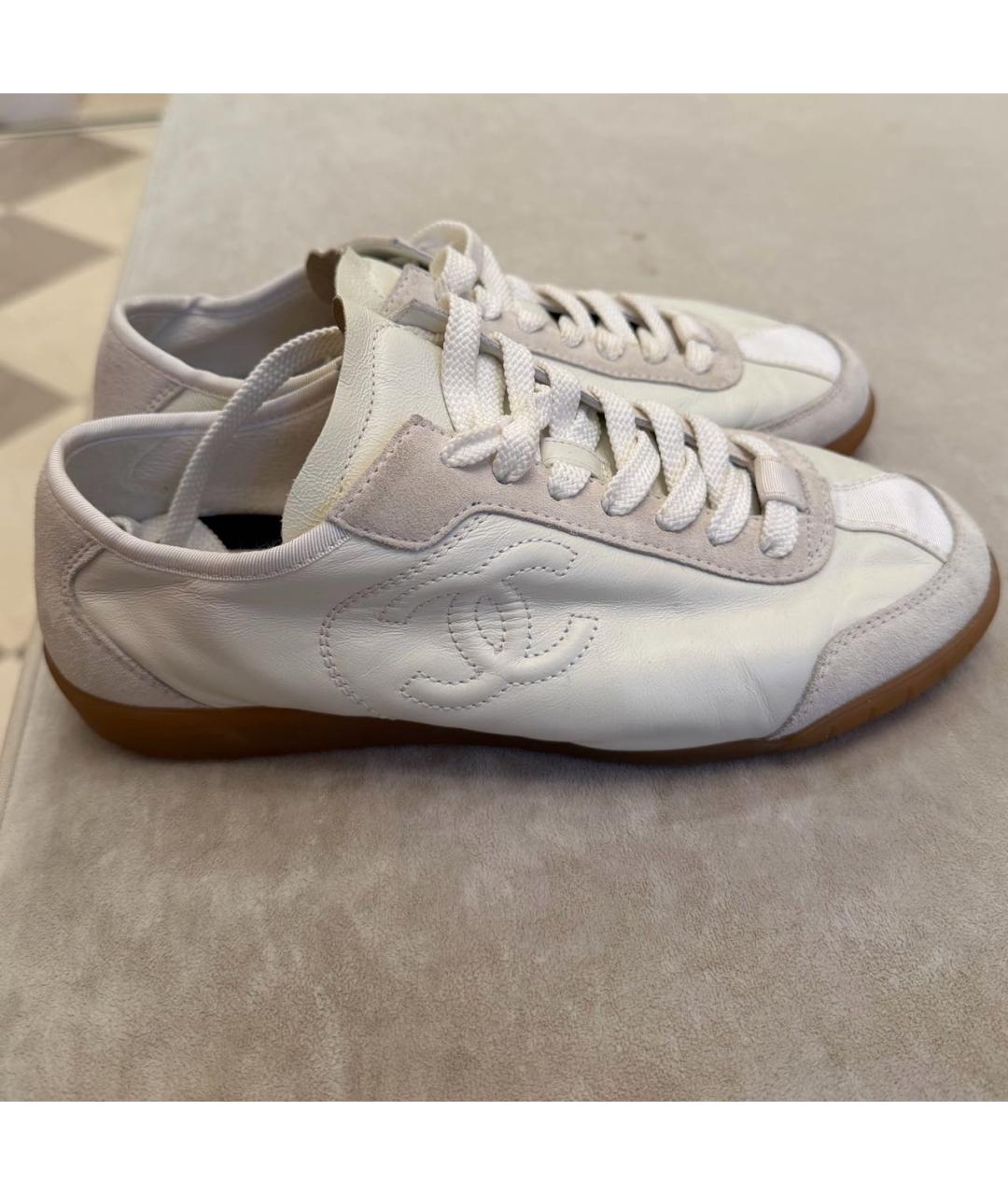 CHANEL Белые кожаные кроссовки, фото 7