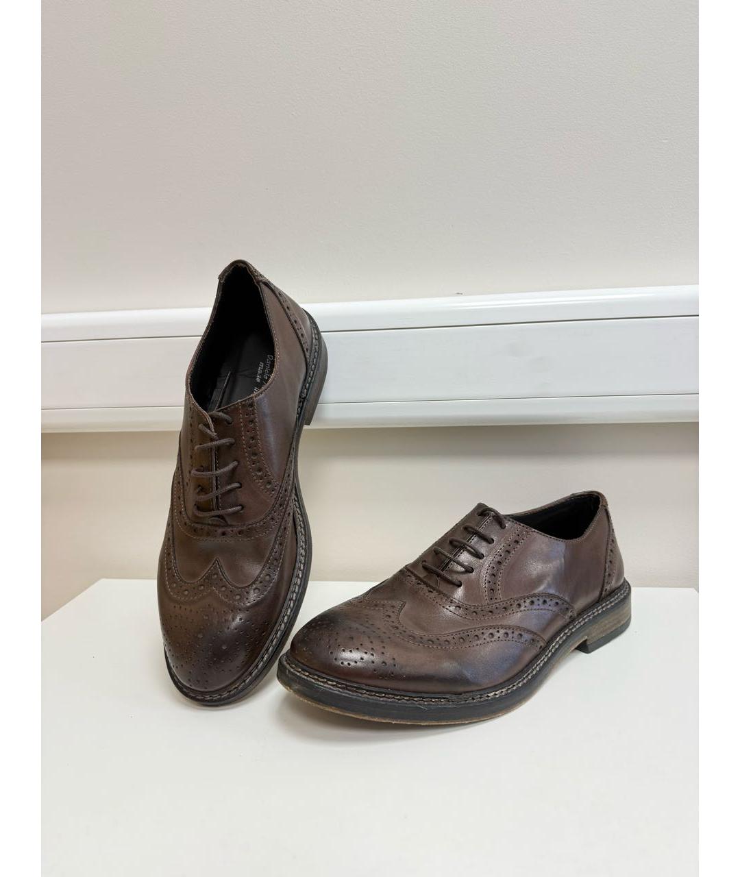 DANIELE ALESSANDRINI Коричневые кожаные туфли, фото 4