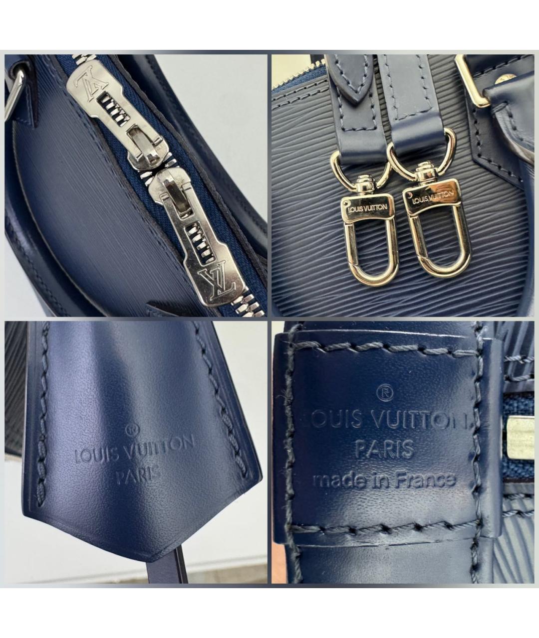 LOUIS VUITTON Темно-синяя кожаная сумка с короткими ручками, фото 7