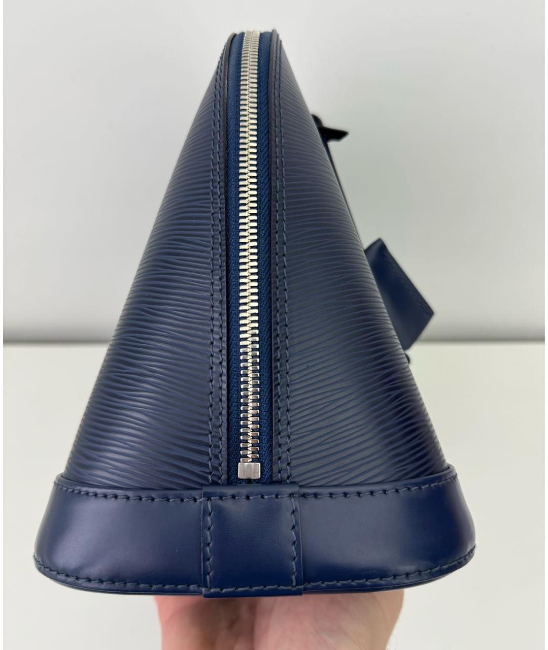 LOUIS VUITTON Темно-синяя кожаная сумка с короткими ручками, фото 4