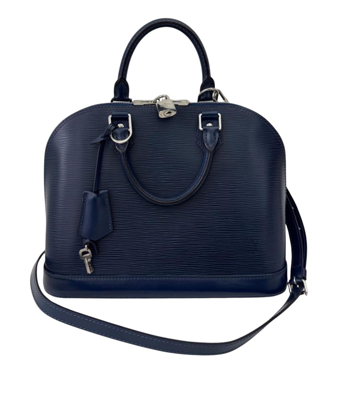 LOUIS VUITTON Темно-синяя кожаная сумка с короткими ручками, фото 1