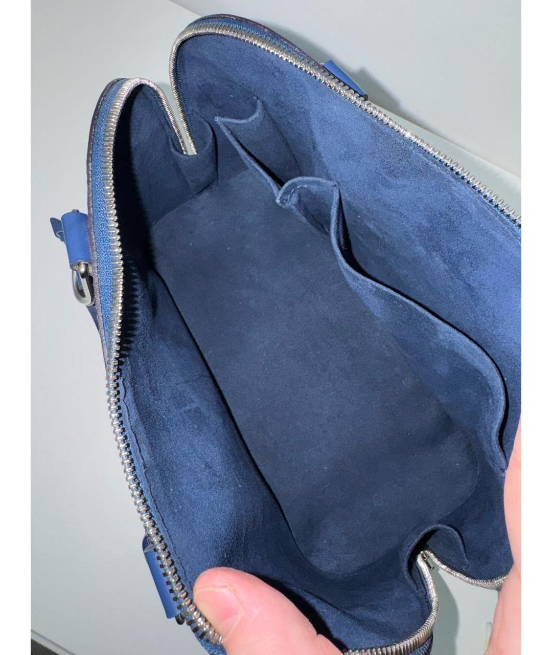 LOUIS VUITTON Темно-синяя кожаная сумка с короткими ручками, фото 8