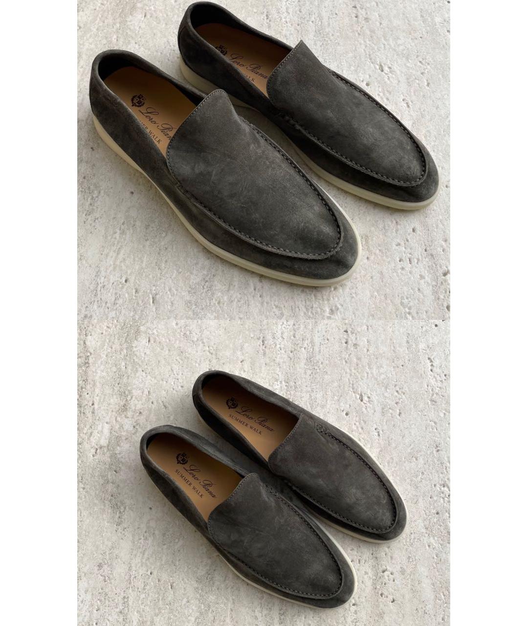 LORO PIANA Хаки замшевые лоферы, фото 2