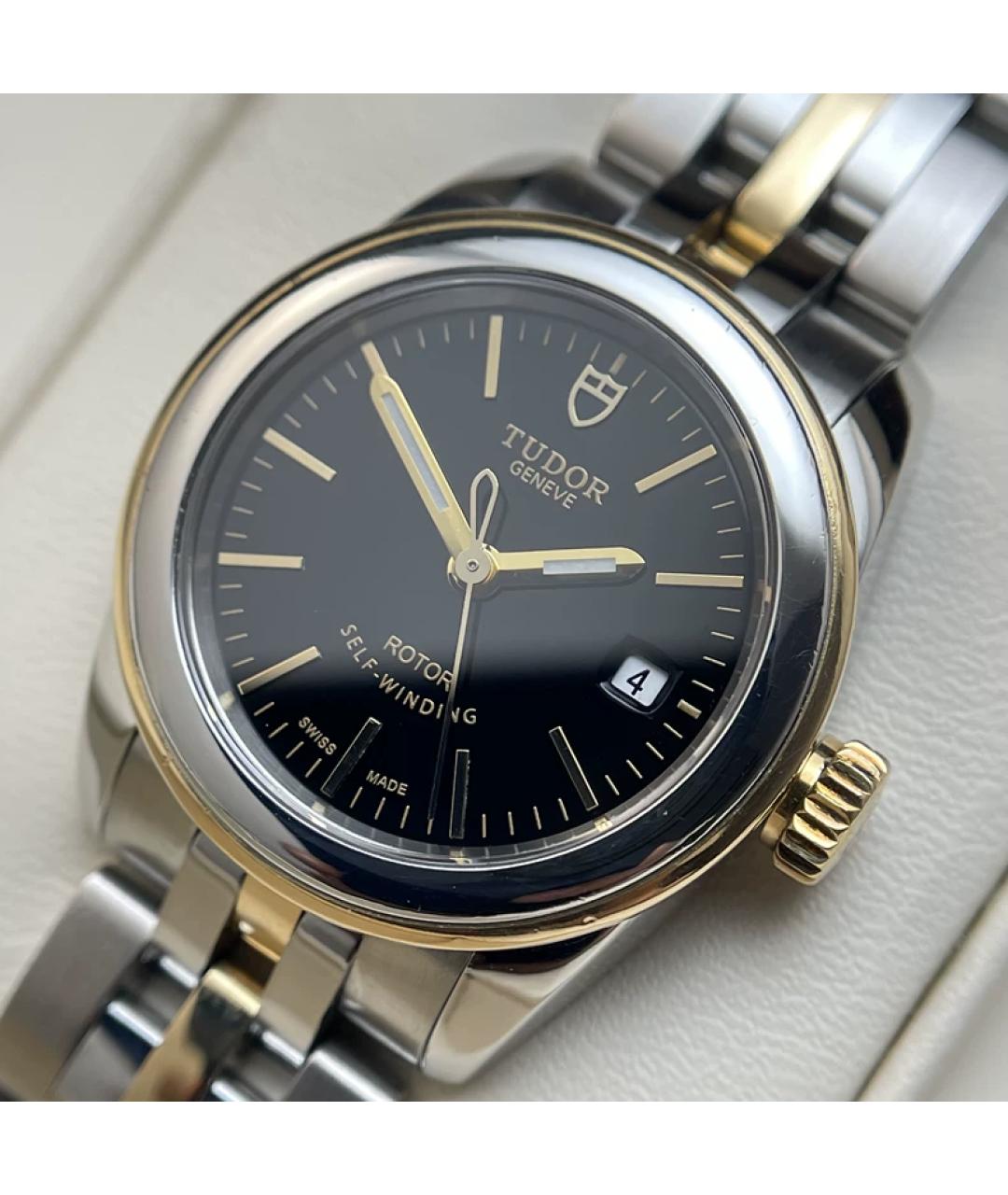 TUDOR Черные часы из желтого золота, фото 2