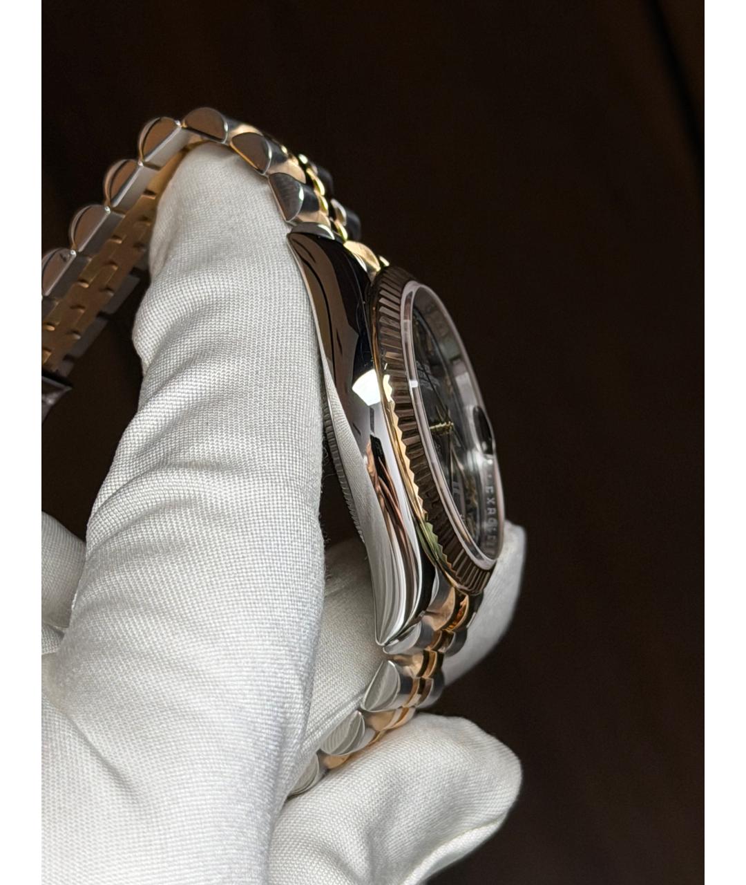 ROLEX Зеленые часы из желтого золота, фото 5