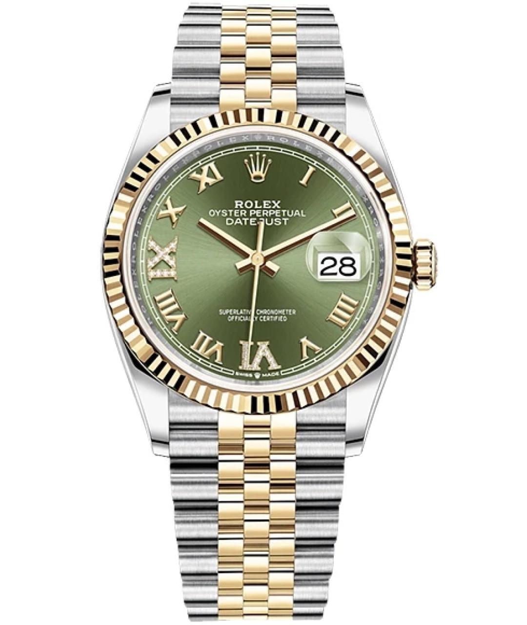 ROLEX Зеленые часы из желтого золота, фото 1