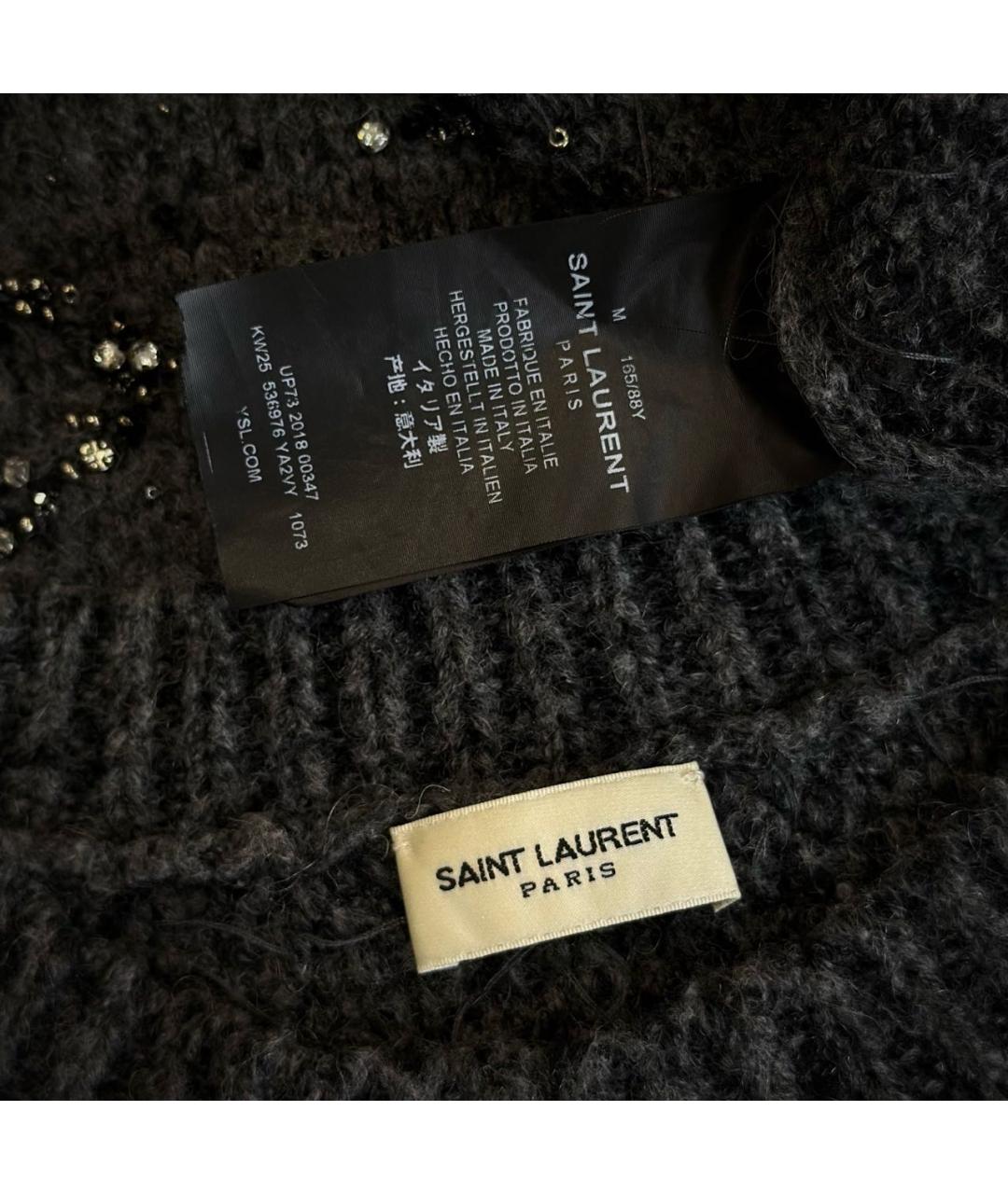 SAINT LAURENT Серебрянный шерстяной джемпер / свитер, фото 8