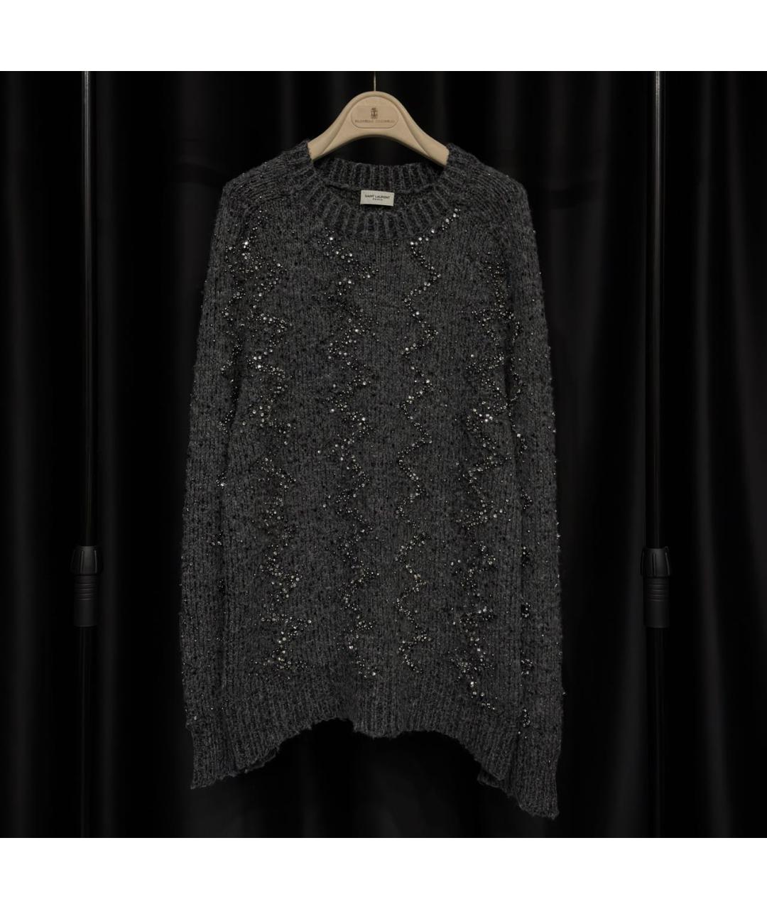 SAINT LAURENT Серебрянный шерстяной джемпер / свитер, фото 4