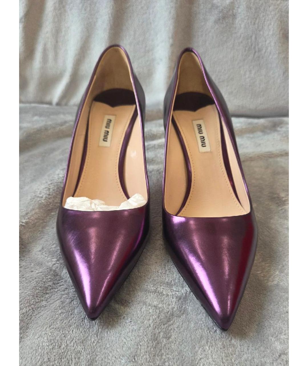 MIU MIU Фиолетовые туфли из лакированной кожи, фото 2