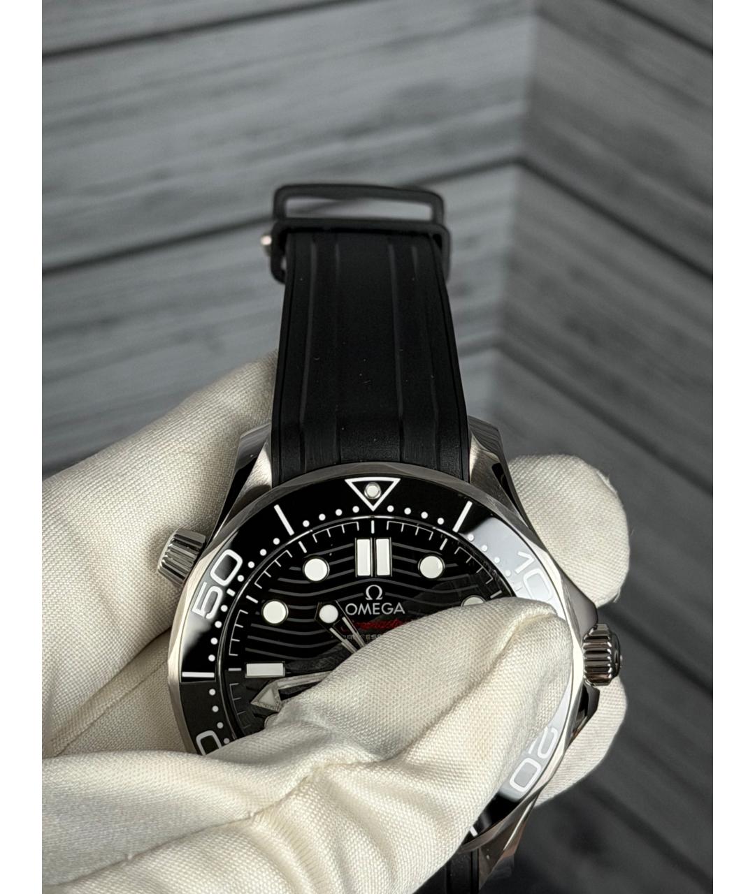 OMEGA Черные часы, фото 7