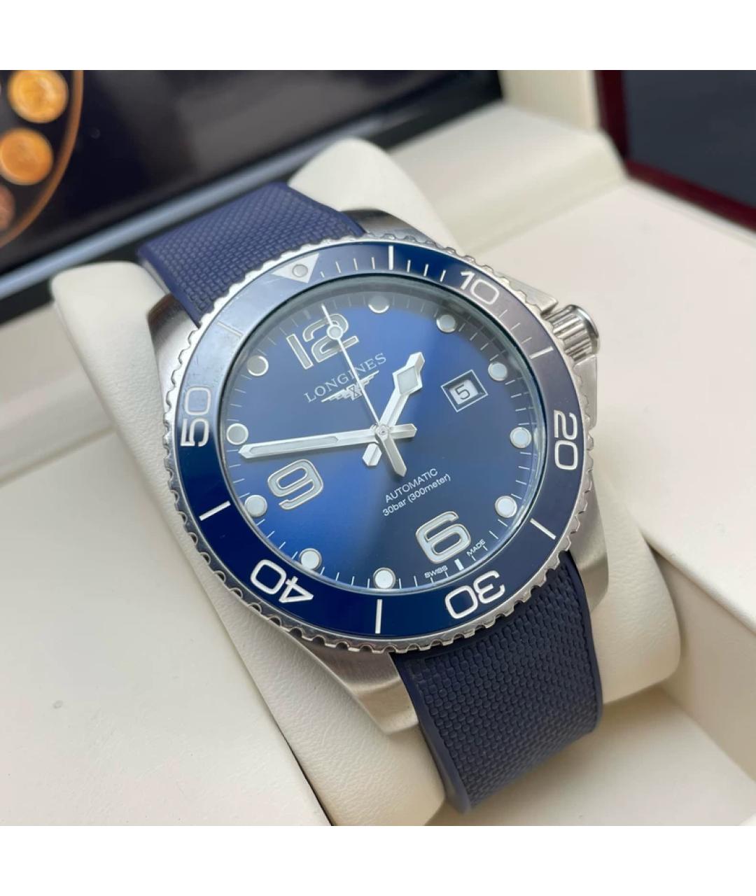 LONGINES Синие металлические часы, фото 3