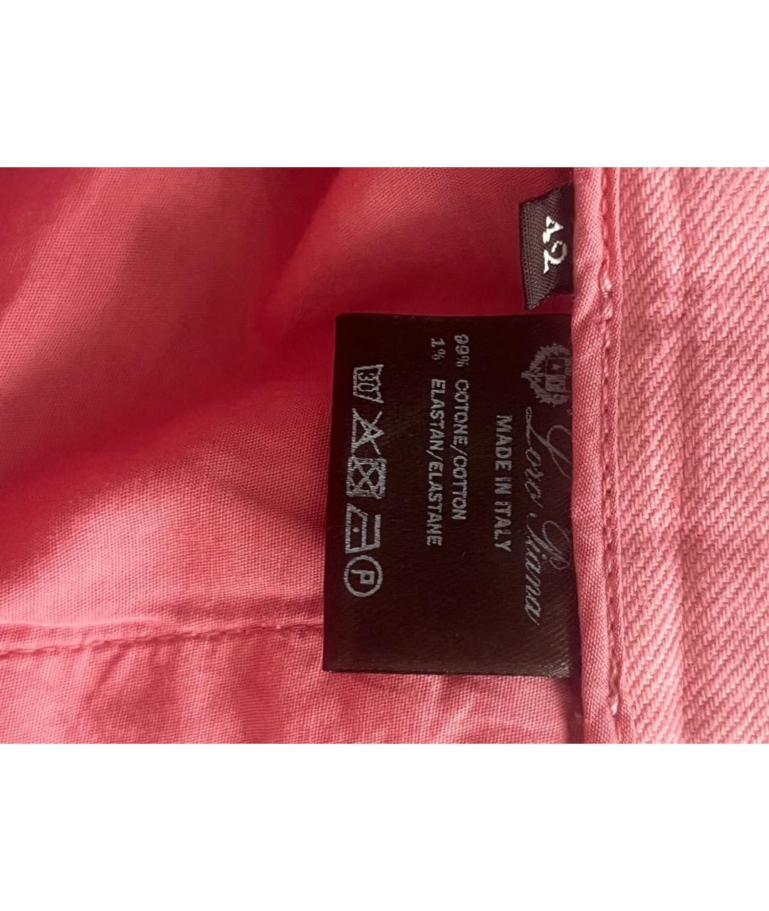 LORO PIANA Розовые хлопковые брюки узкие, фото 4