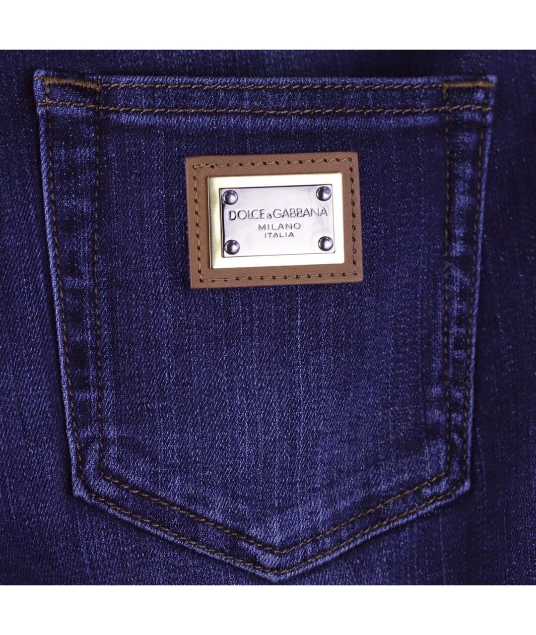 DOLCE&GABBANA Темно-синие хлопко-эластановые прямые джинсы, фото 4