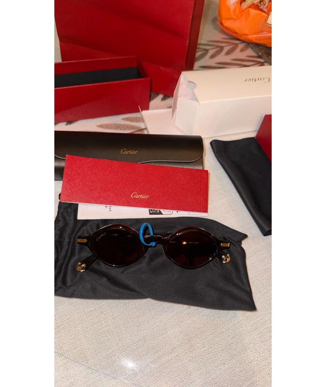 CARTIER Коричневые пластиковые солнцезащитные очки, фото 4