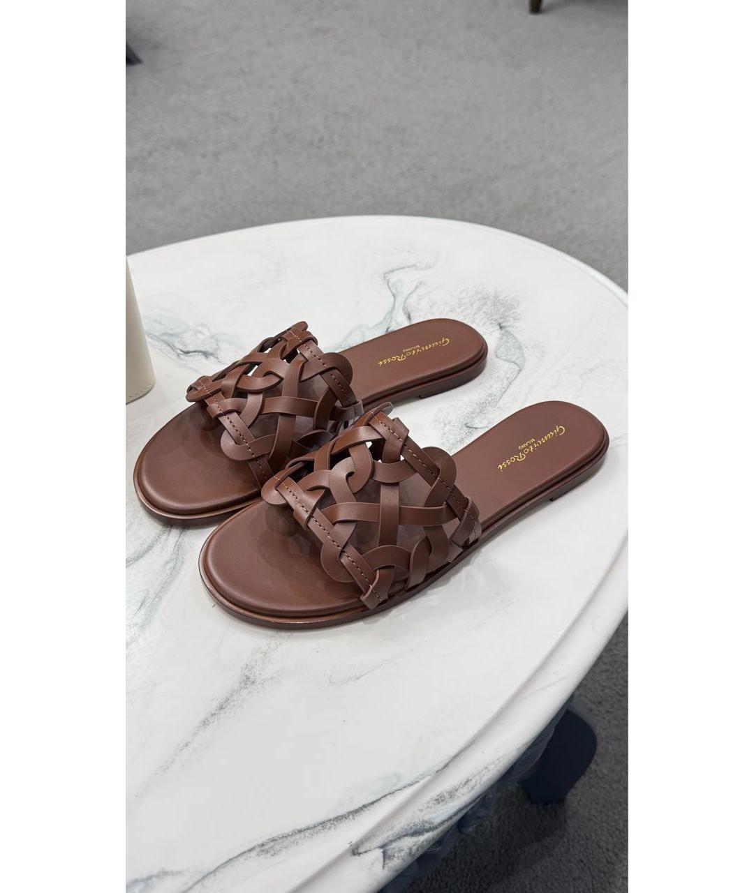 GIANVITO ROSSI Коричневые кожаные шлепанцы, фото 2