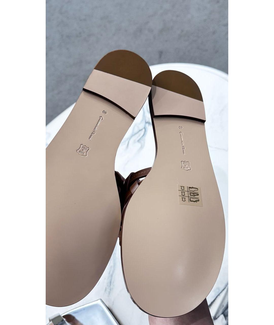 GIANVITO ROSSI Коричневые кожаные шлепанцы, фото 4