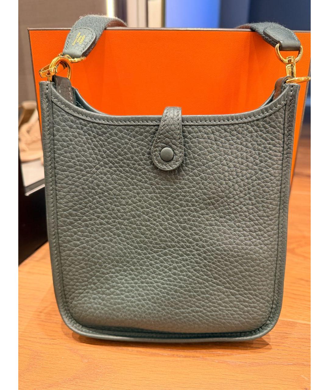 HERMES Зеленая кожаная сумка через плечо, фото 3