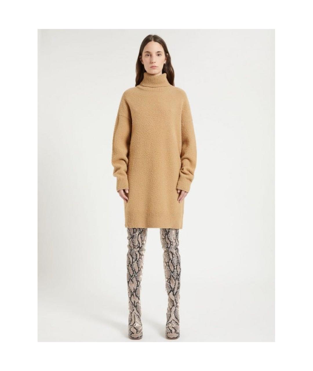 SPORTMAX Бежевое шерстяное повседневное платье, фото 7