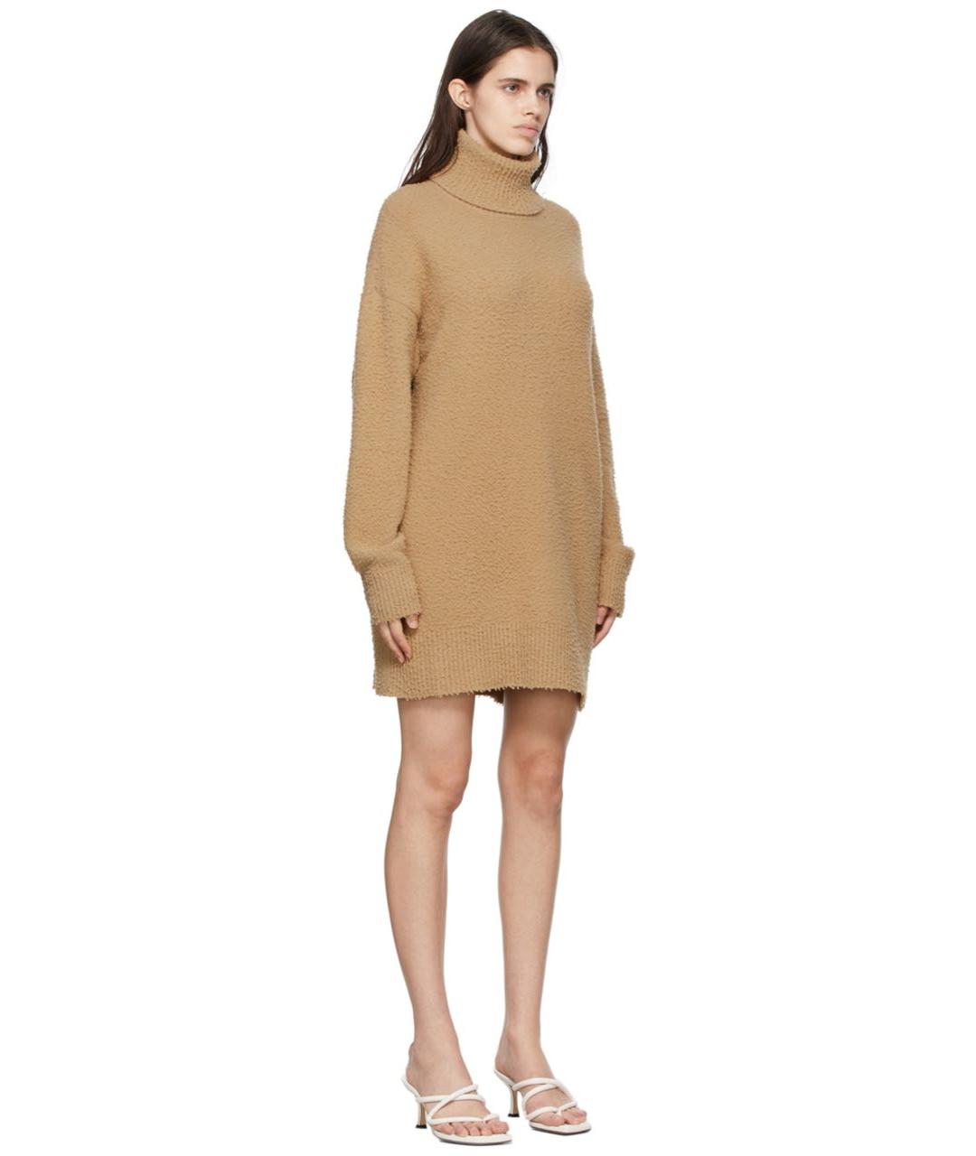 SPORTMAX Бежевое шерстяное повседневное платье, фото 3