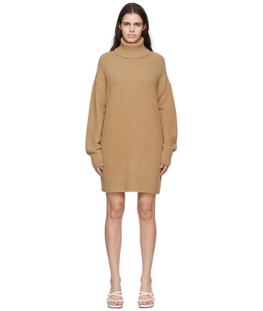 SPORTMAX Бежевое шерстяное повседневное платье, фото 5