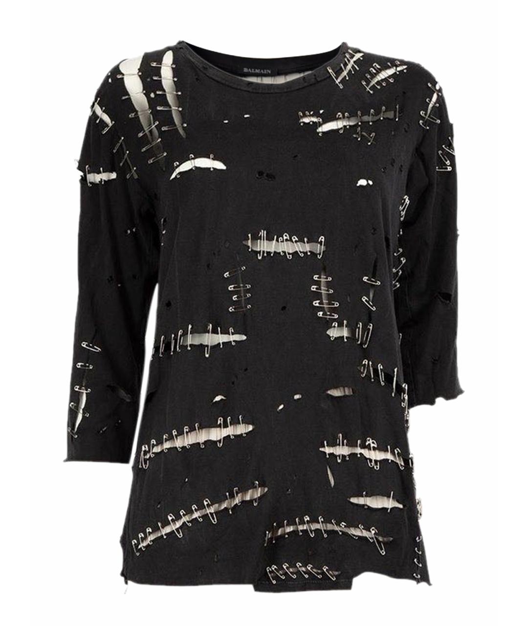 BALMAIN Черная хлопковая футболка, фото 1