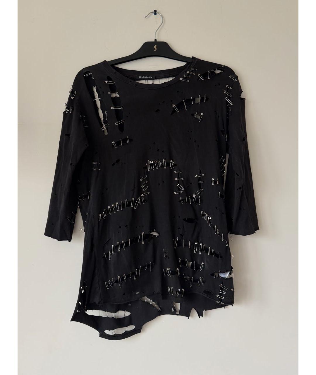 BALMAIN Черная хлопковая футболка, фото 3