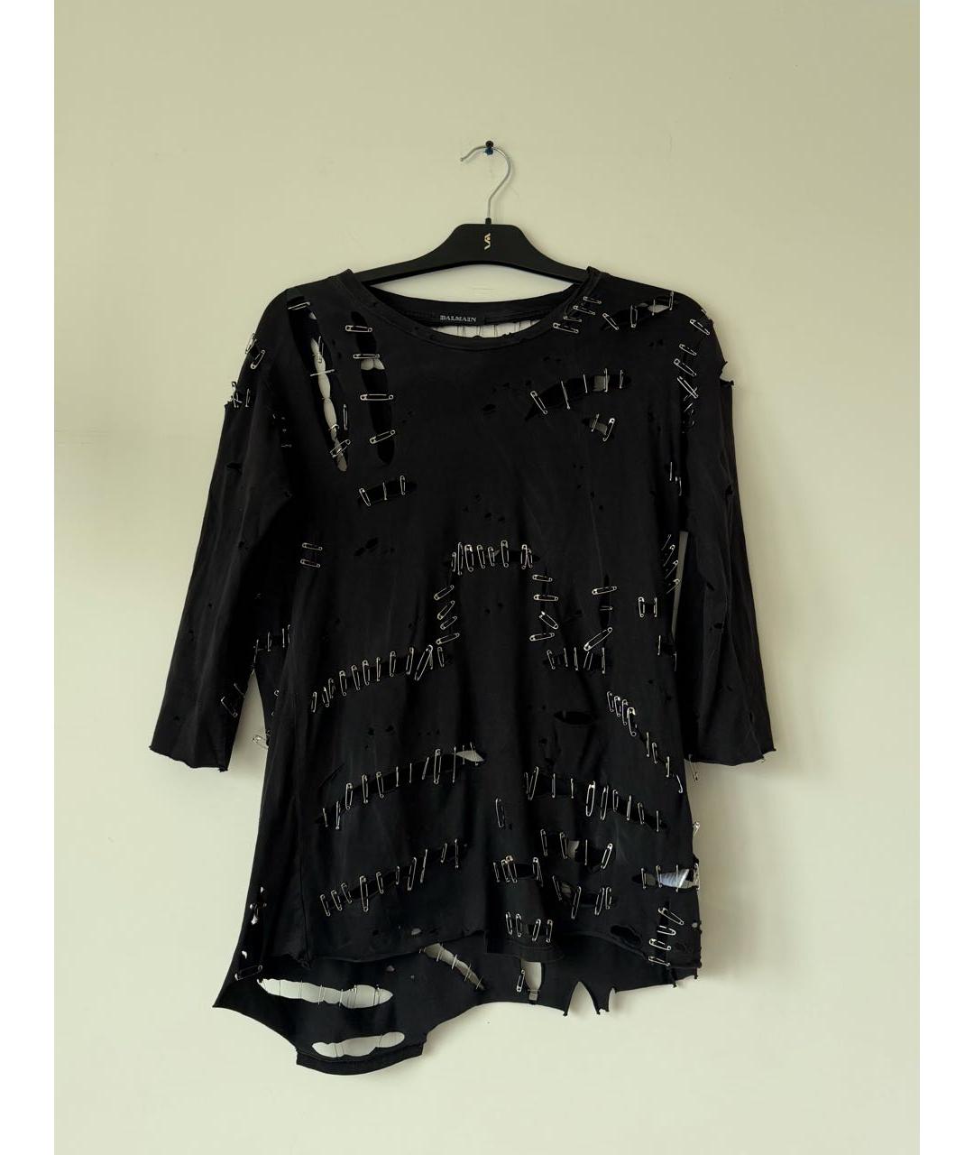 BALMAIN Черная хлопковая футболка, фото 4