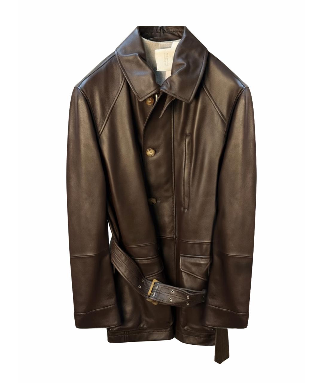 BRUNELLO CUCINELLI Коричневая кожаная куртка, фото 1