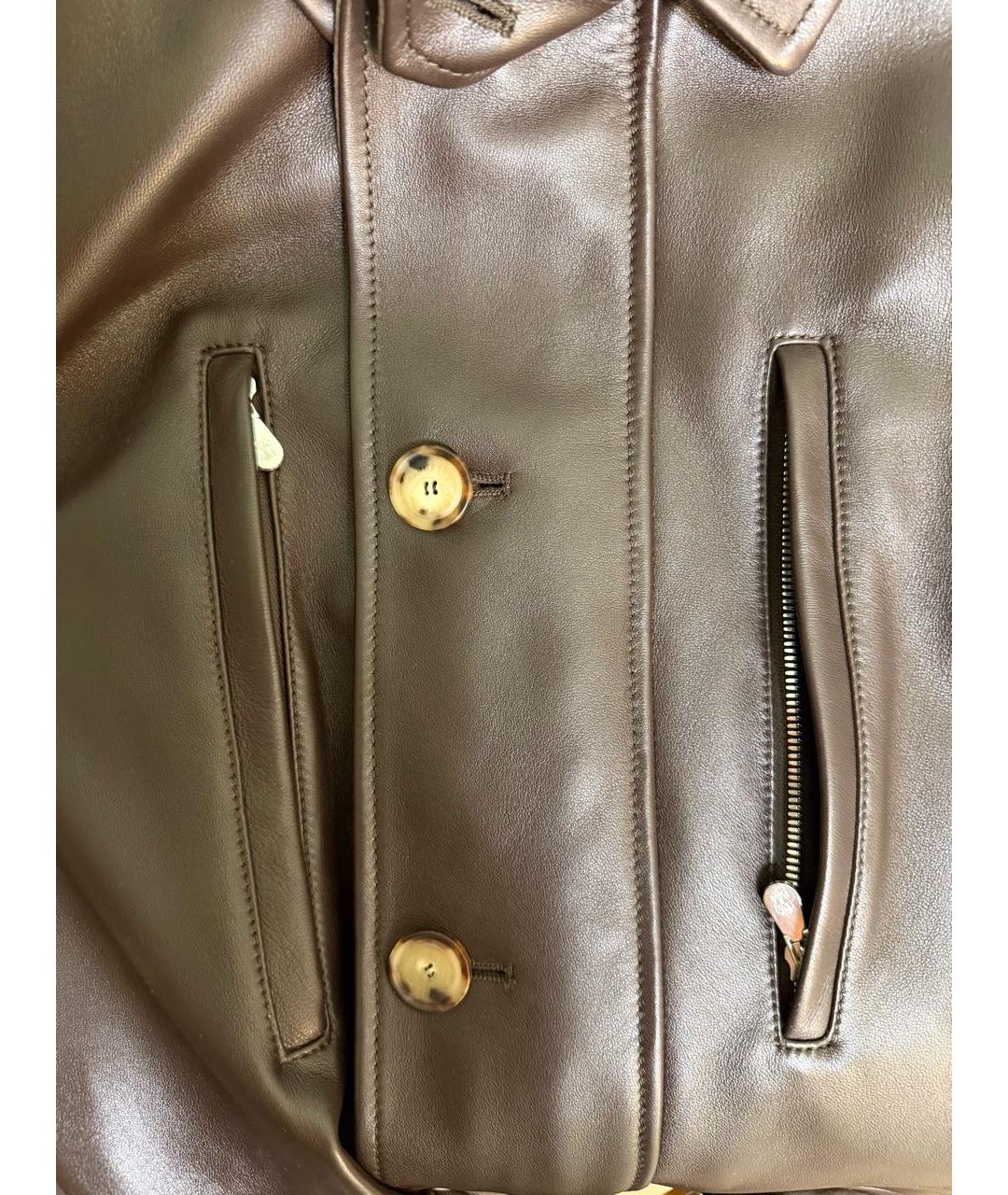 BRUNELLO CUCINELLI Коричневая кожаная куртка, фото 4