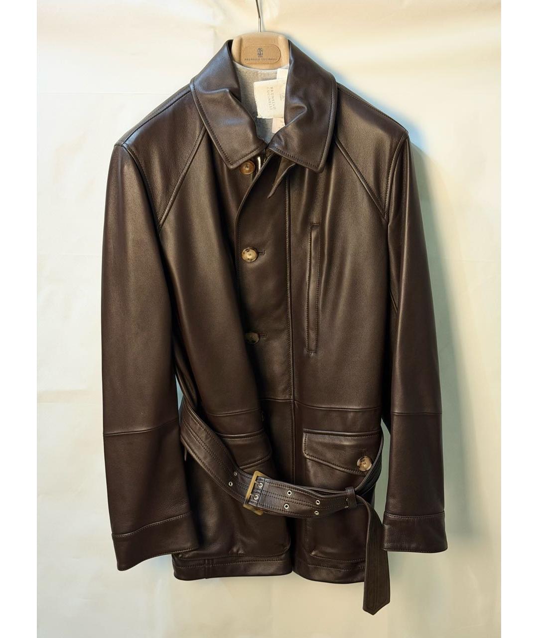 BRUNELLO CUCINELLI Коричневая кожаная куртка, фото 5