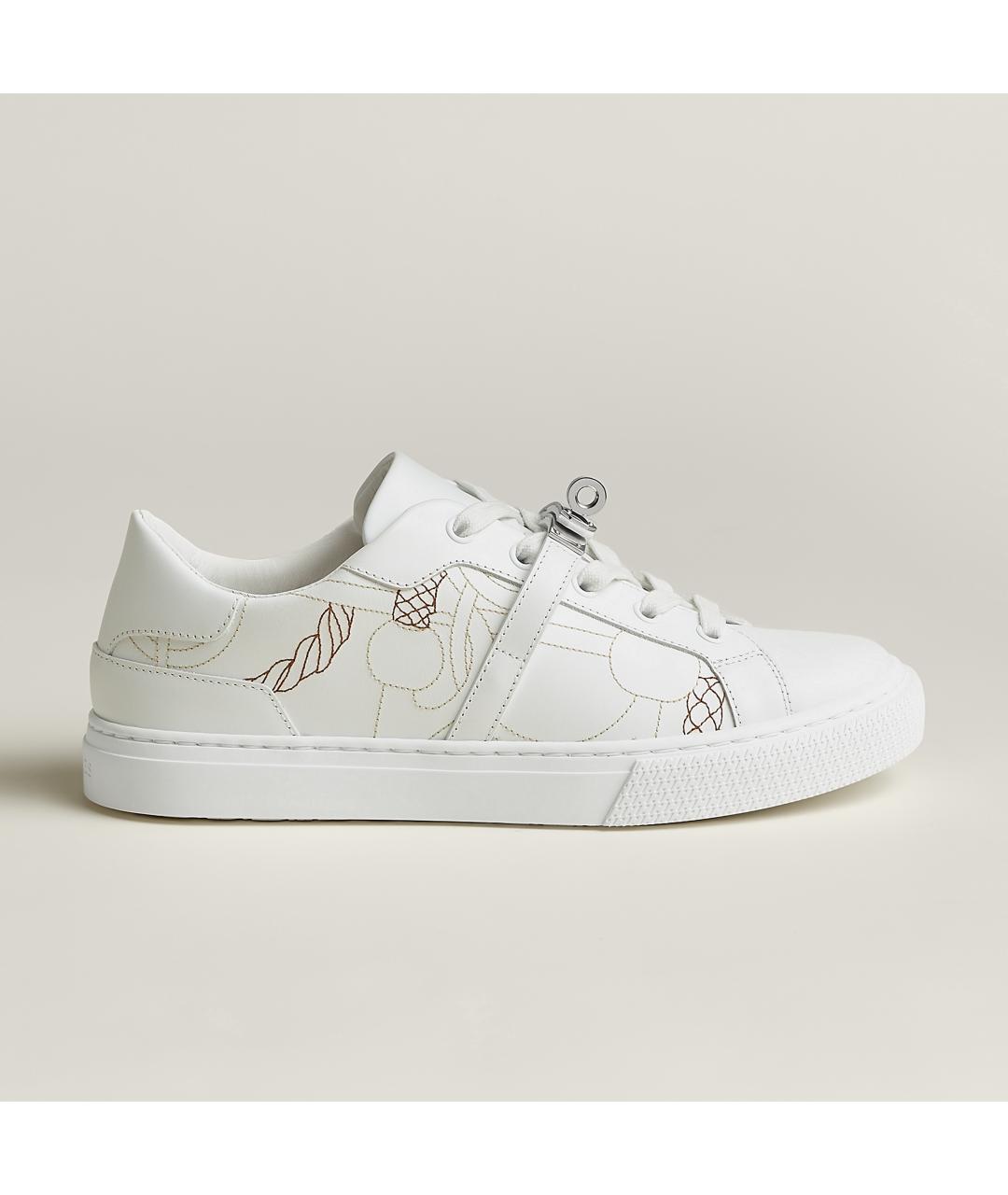 HERMES Белые кожаные кеды, фото 8