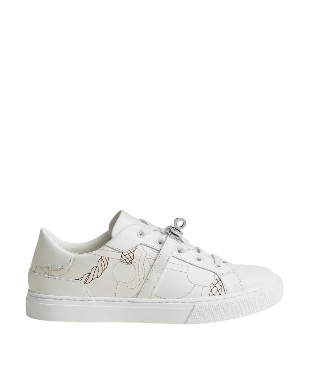 HERMES Белые кожаные кеды, фото 1