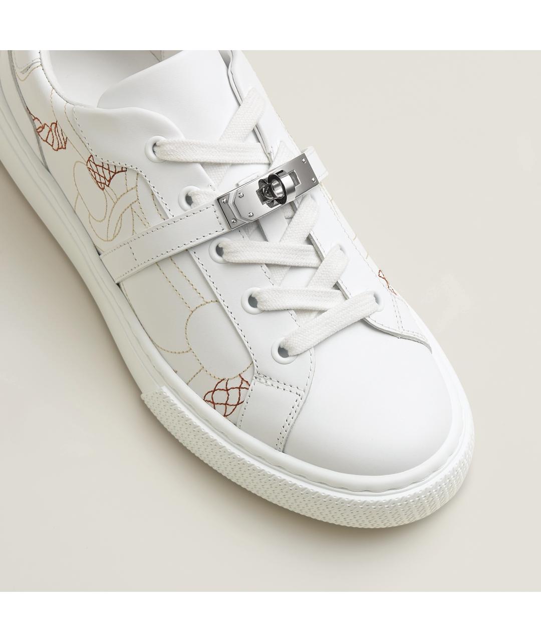 HERMES Белые кожаные кеды, фото 3