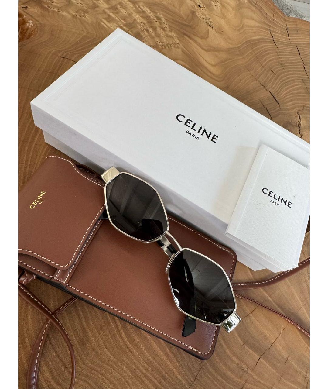 CELINE Серебряные металлические солнцезащитные очки, фото 6