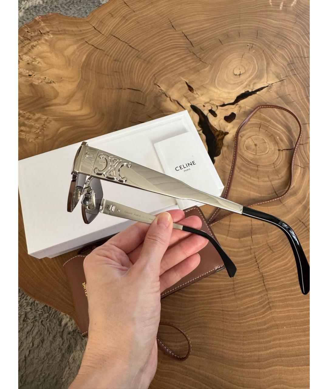 CELINE Серебряные металлические солнцезащитные очки, фото 4