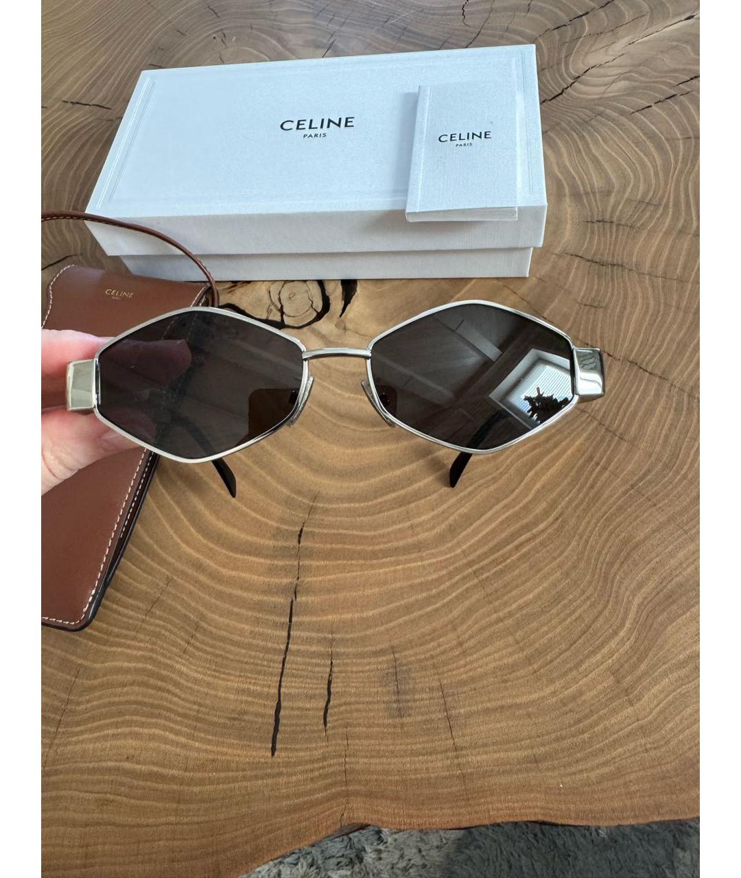 CELINE Серебряные металлические солнцезащитные очки, фото 2