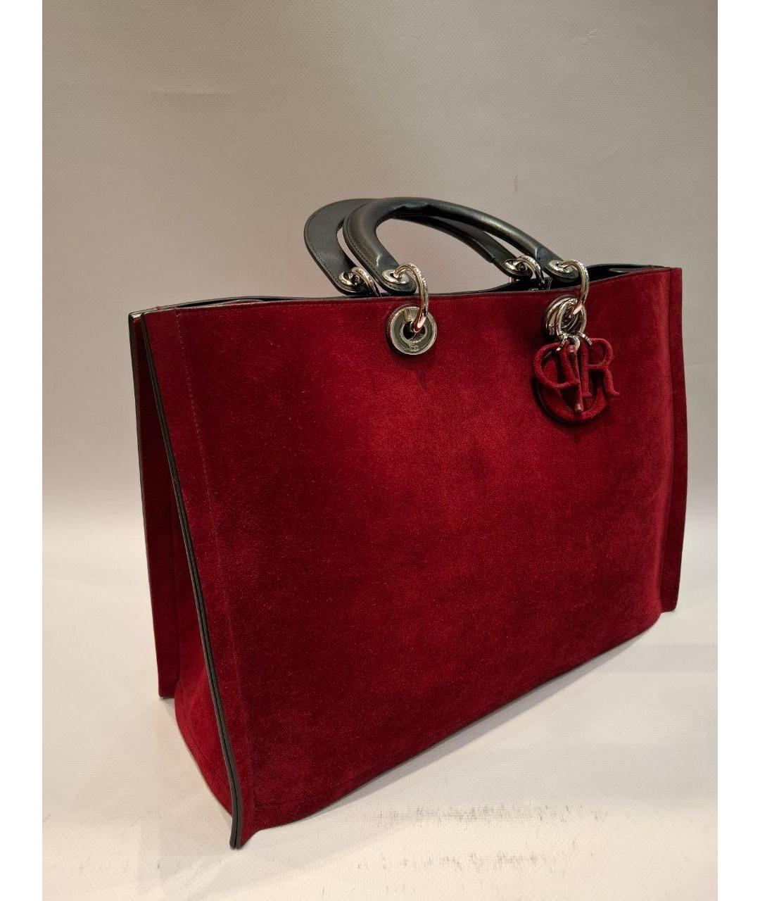 CHRISTIAN DIOR Бордовая замшевая сумка с короткими ручками, фото 2