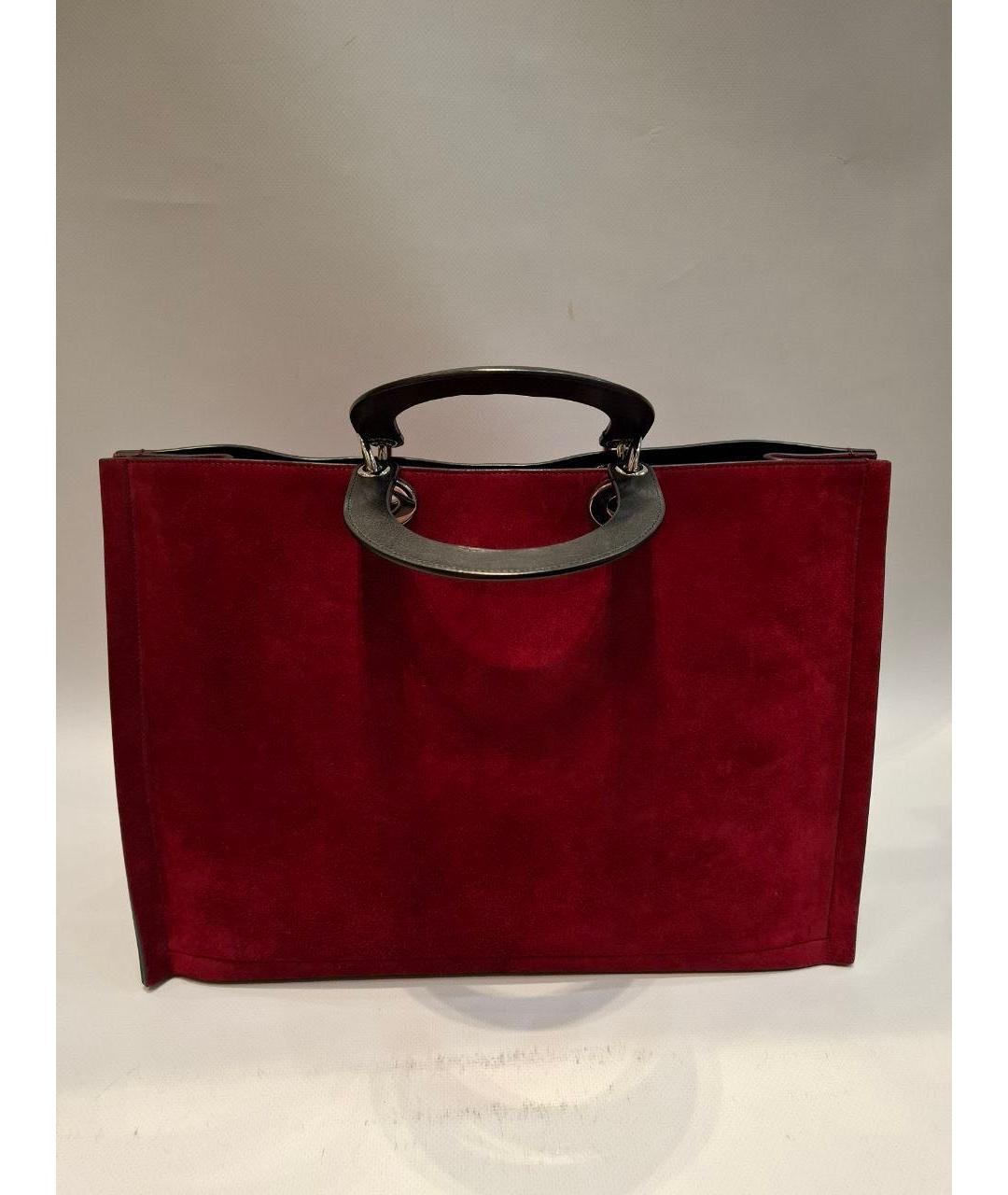 CHRISTIAN DIOR Бордовая замшевая сумка с короткими ручками, фото 3