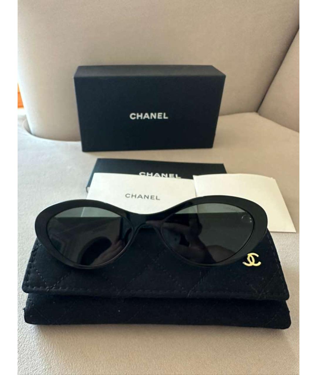 CHANEL Черные пластиковые солнцезащитные очки, фото 7