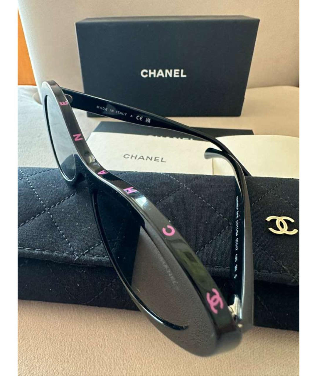 CHANEL Черные пластиковые солнцезащитные очки, фото 5