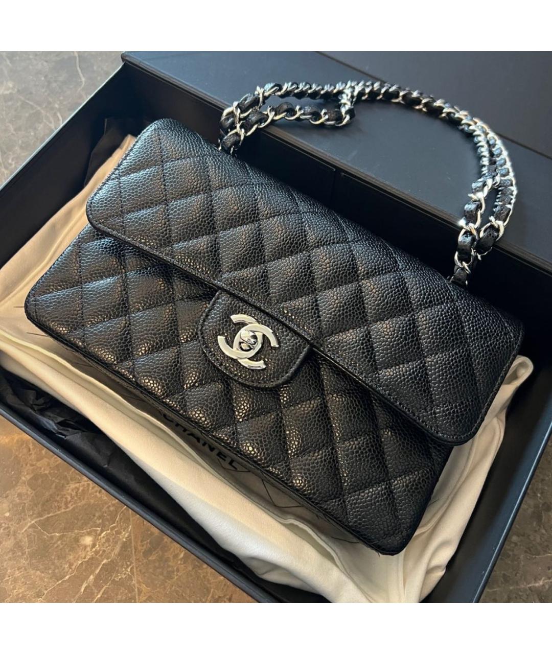 CHANEL Черная кожаная сумка через плечо, фото 5
