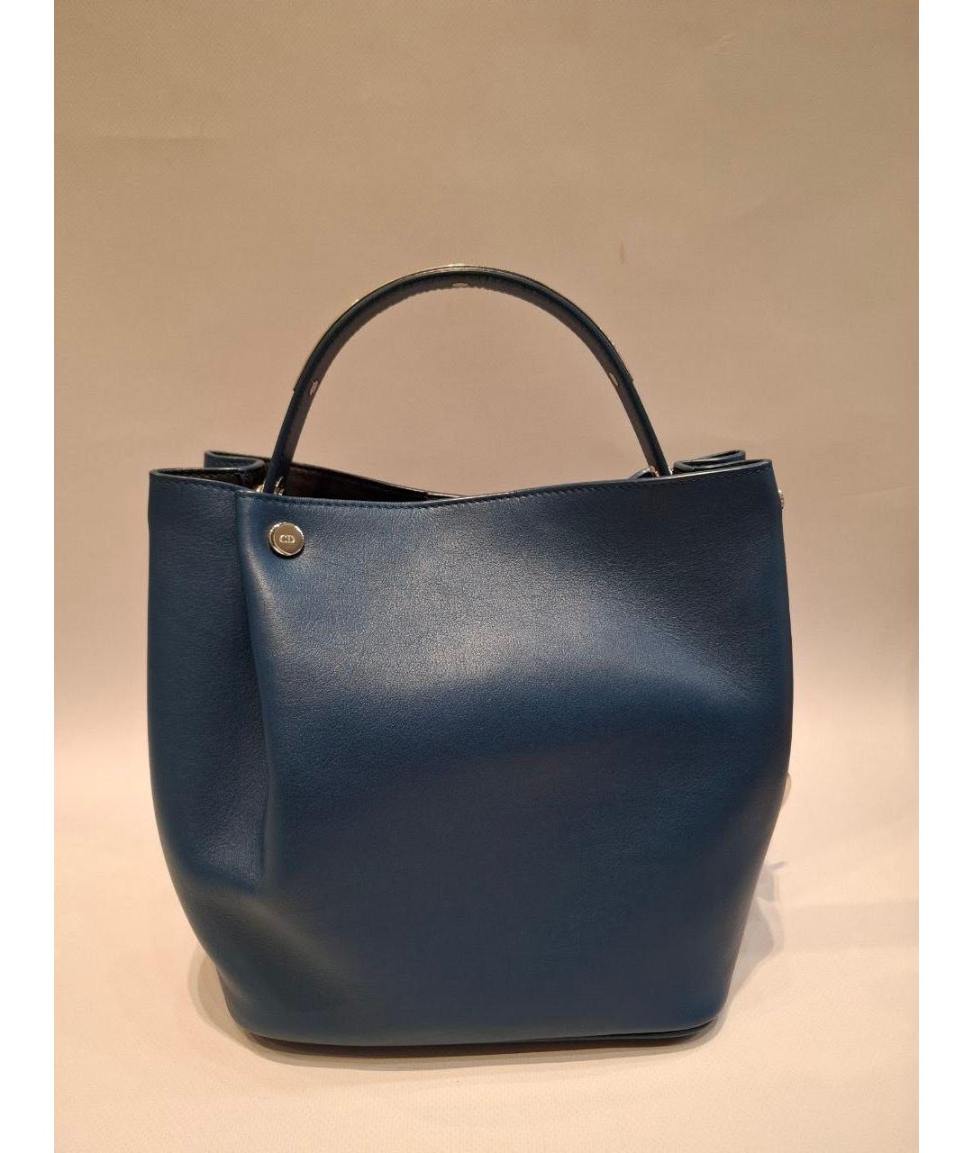 CHRISTIAN DIOR Темно-синяя кожаная сумка тоут, фото 5
