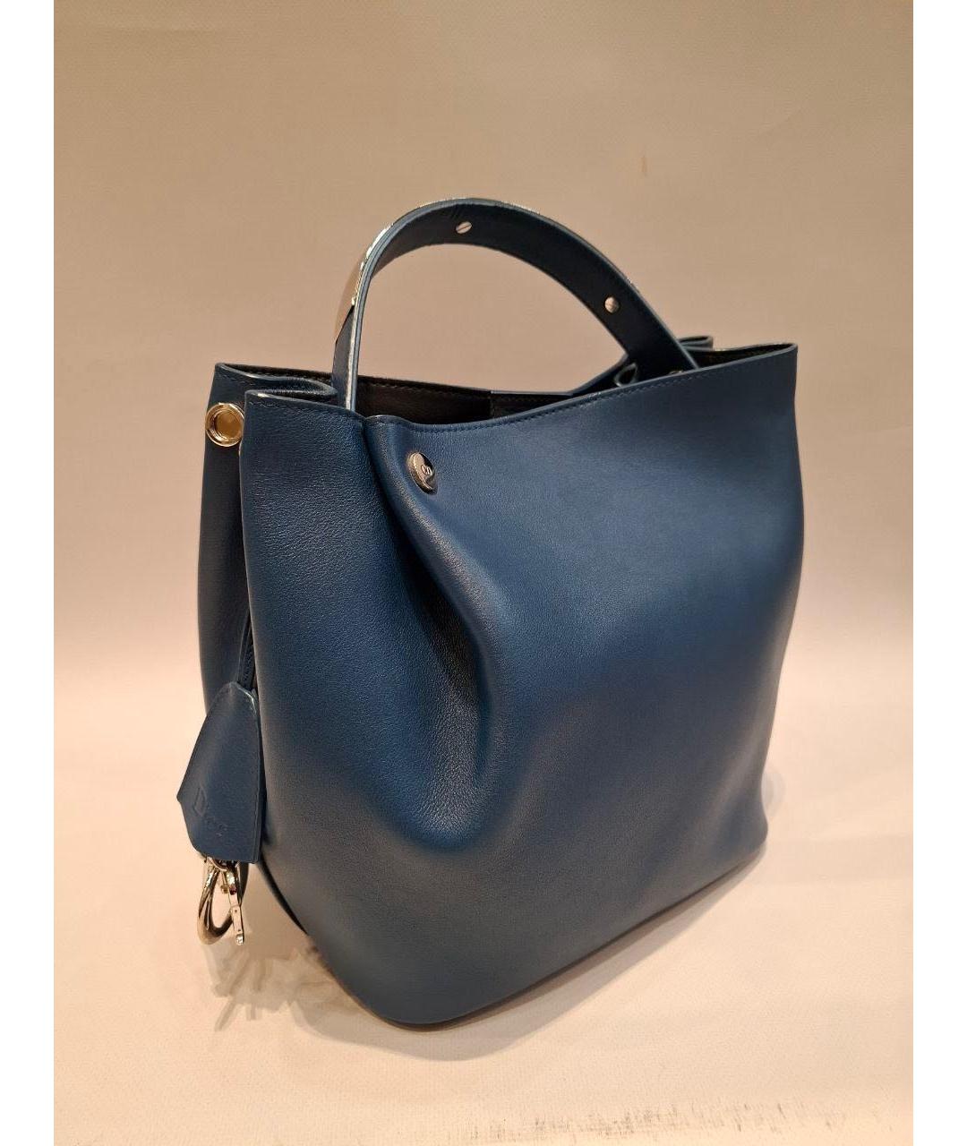 CHRISTIAN DIOR Темно-синяя кожаная сумка тоут, фото 2