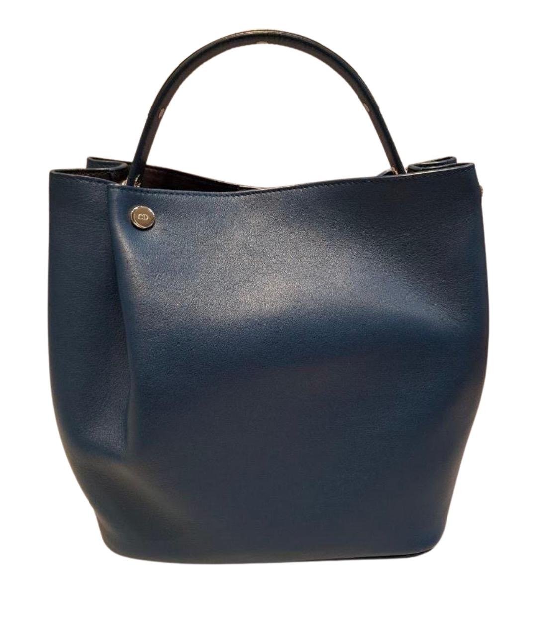 CHRISTIAN DIOR Темно-синяя кожаная сумка тоут, фото 1