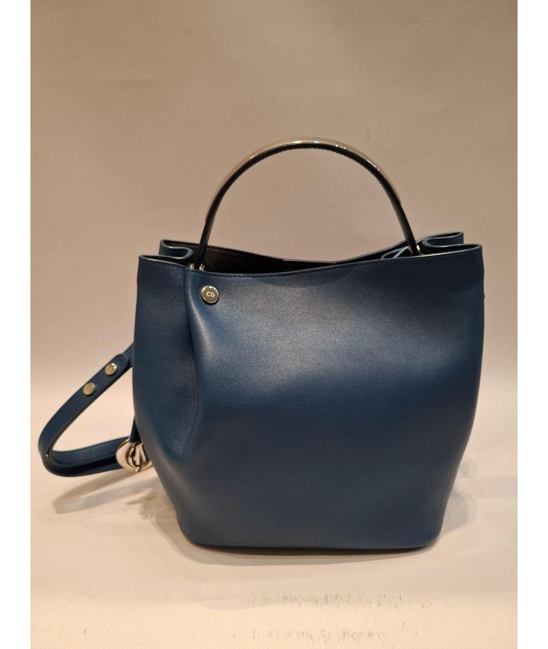 CHRISTIAN DIOR Темно-синяя кожаная сумка тоут, фото 3