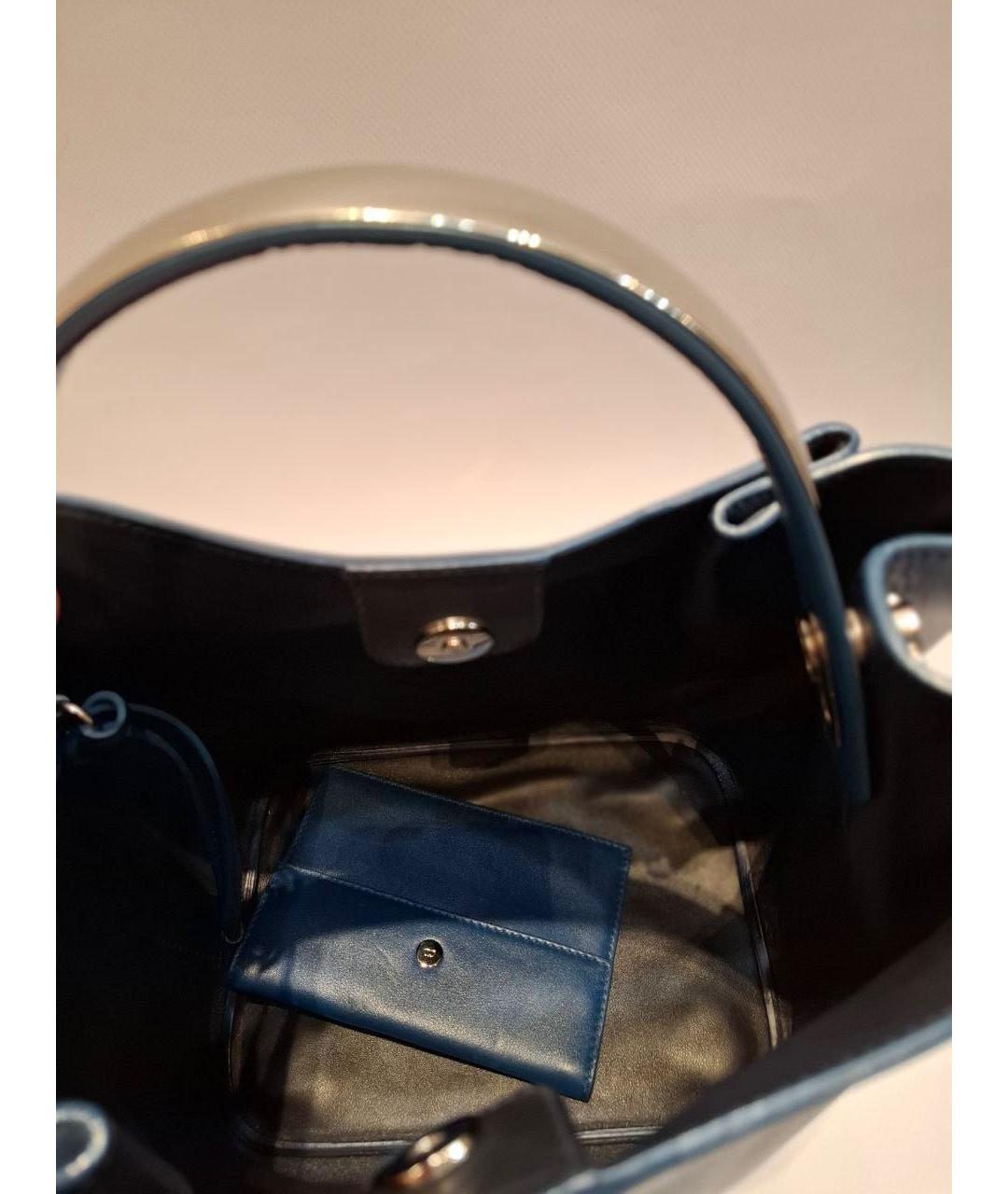 CHRISTIAN DIOR Темно-синяя кожаная сумка тоут, фото 4