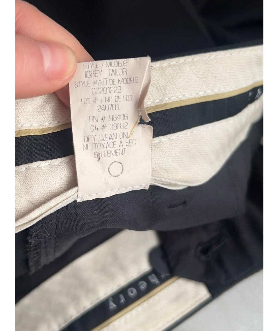THEORY Черные полиэстеровые прямые брюки, фото 8